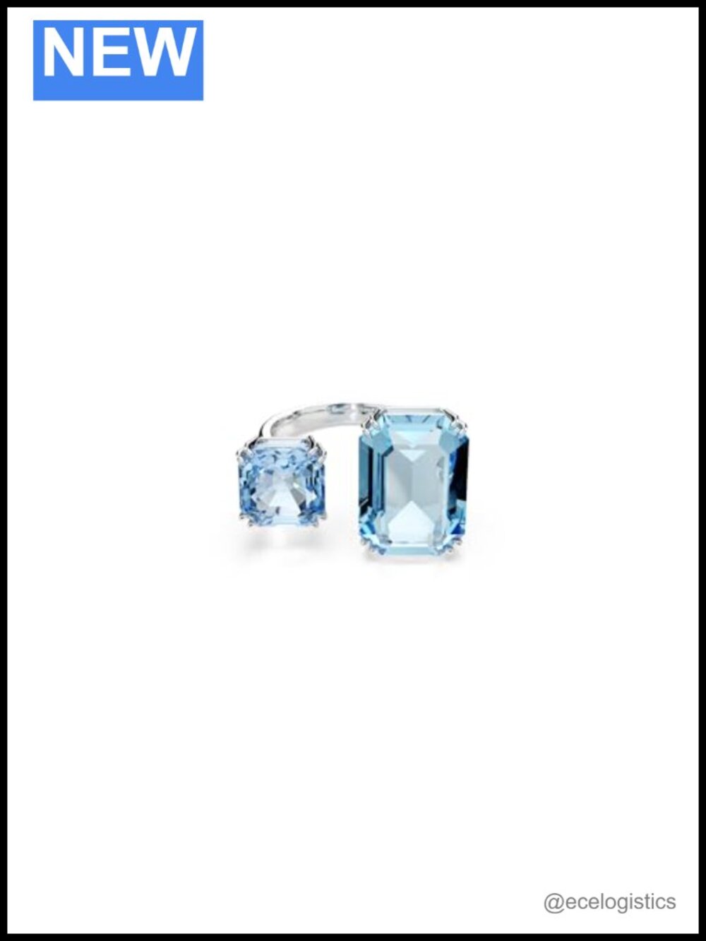 Swarovski Millenia Open Ring Octagon Cut Rhodium Plated Crystal Cocktail Ring